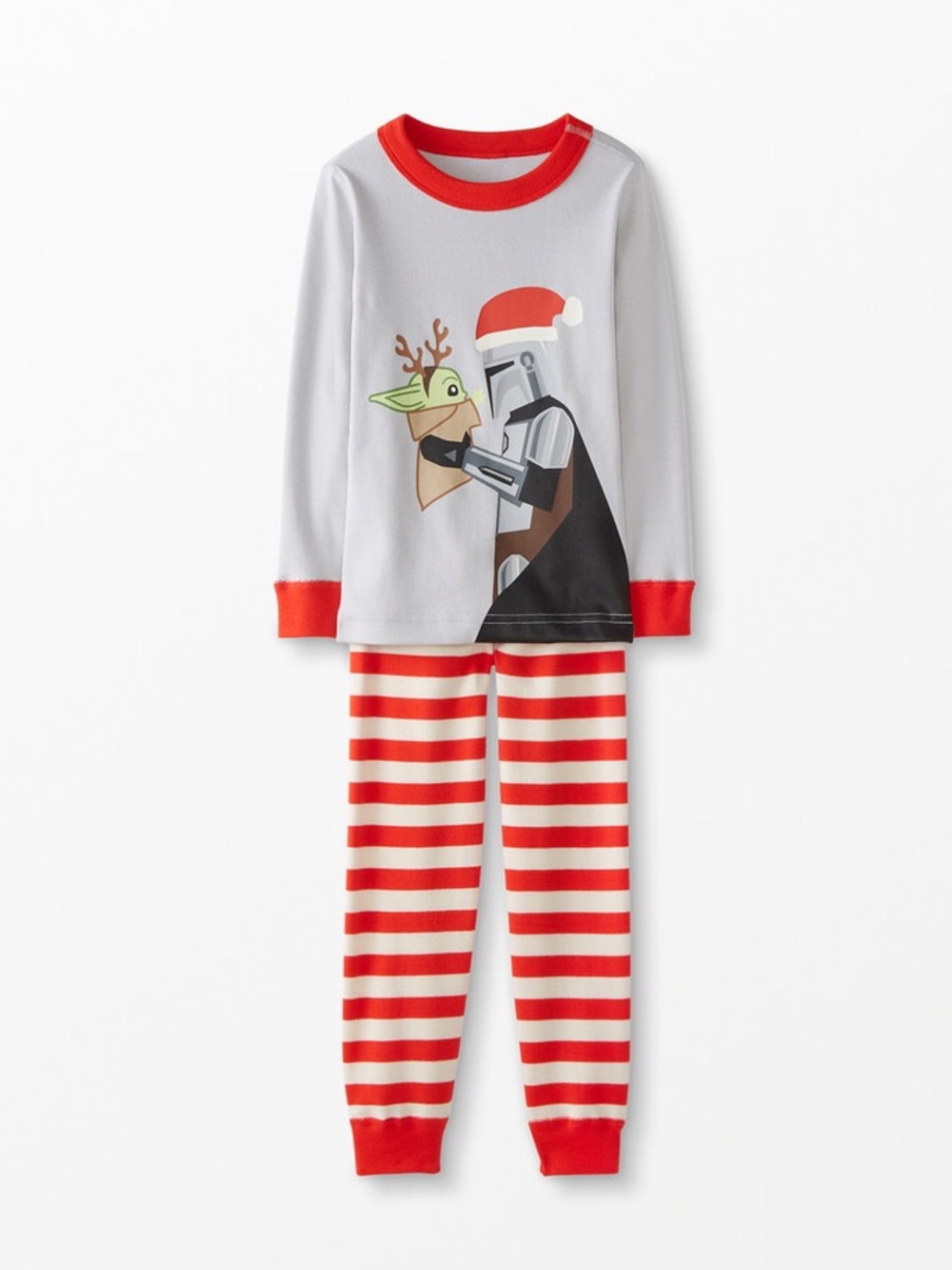 Hanna Andersson x Star Wars Mandalorian Christmas Pajamas (Grey/Red) Size 6-7